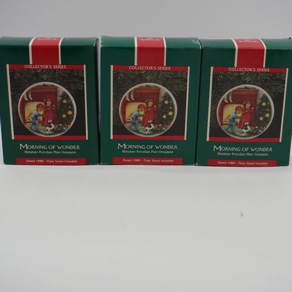 3 VINTAGE 1989 Hallmark Keepsake Ornament Ceramic Plate - Morning of Wonder - Picture 1 of 7